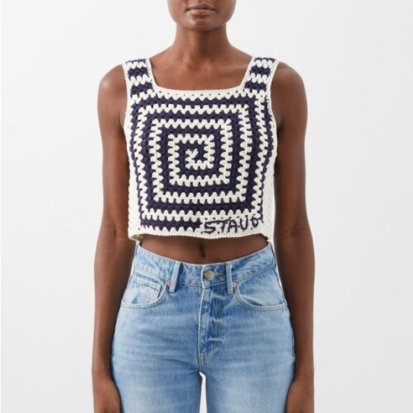 STAUD Square Neck Crochet Nickel Top - Picture 1 of 9